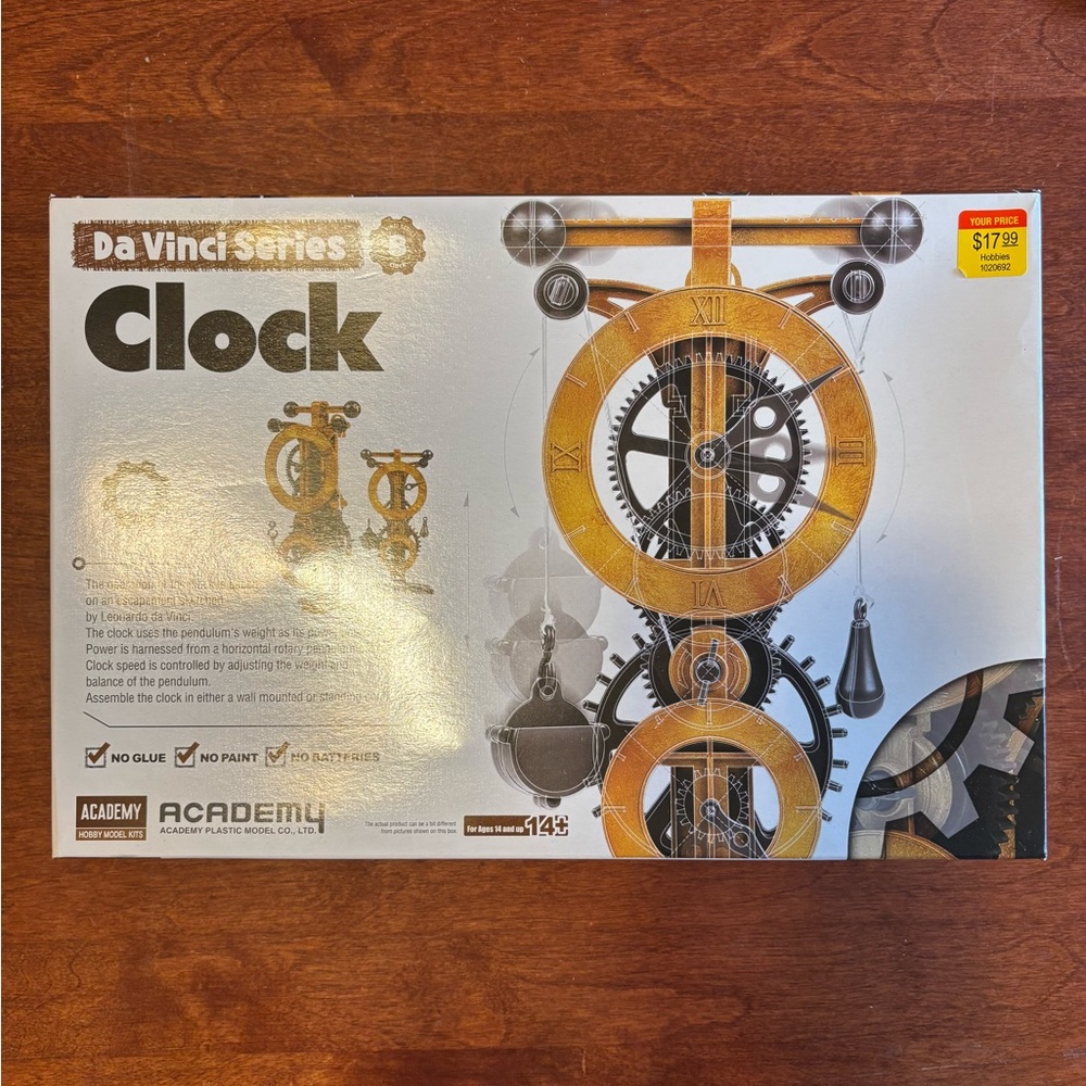 Academy Da Vinci Series Clock plastic model kit (#18150).